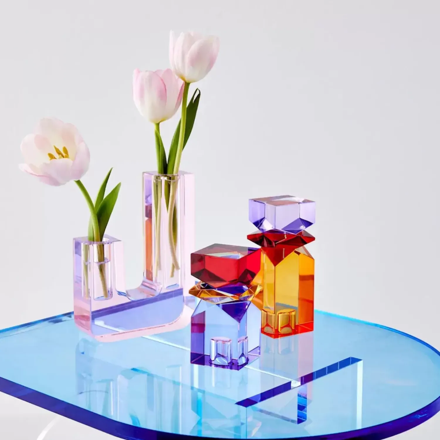 GigiandTom Arched Acrylic Side Table Blue