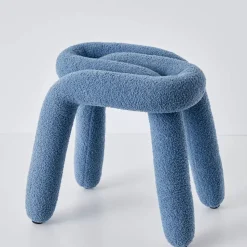 GigiandTom Furniture*Berber Stool Boucle Blue