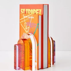 GigiandTom Decorative Objects & Trays*Bow Crystal Bookends Amber Purple