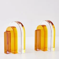 GigiandTom Decorative Objects & Trays*Bow Crystal Bookends Amber Purple