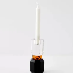 GigiandTom Brilliant Crystal Taper Candle Holder Clear Black