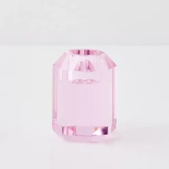 GigiandTom Briolette Crystal Taper Candle Holder Pink