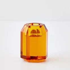 GigiandTom Briolette Crystal Taper Candle Holder Amber
