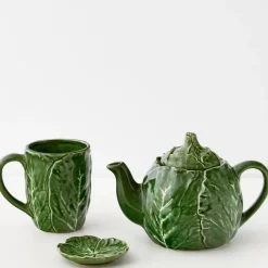 GigiandTom Tableware*Cabbage Ceramic Tea Pot Green