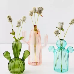 GigiandTom Cactus Medium Coloured Glass Vase Teal