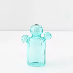 GigiandTom Vases*Cactus Medium Coloured Glass Vase Teal