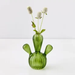 GigiandTom Cactus Small Coloured Glass Vase Green