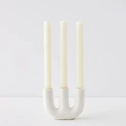 GigiandTom Candelabra Ceramic Taper Candle Holder White