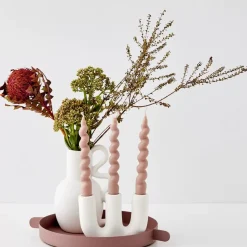 GigiandTom Candelabra Ceramic Taper Candle Holder White