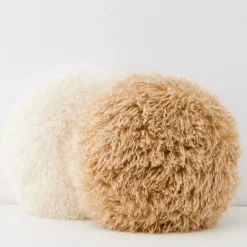 GigiandTom Carmela Faux Fur Circular Accent Cushion Tan