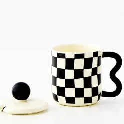 GigiandTom Mugs & Teacups*Check Ceramic Mug Black/White