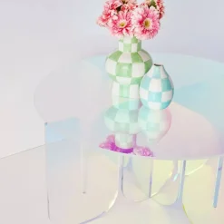 GigiandTom Vases*Check Ceramic Vase Blue