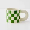 GigiandTom Checkerboard Ceramic Mug Green