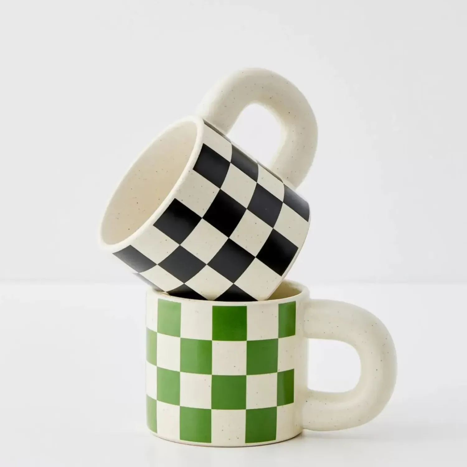 GigiandTom Checkerboard Ceramic Mug Green