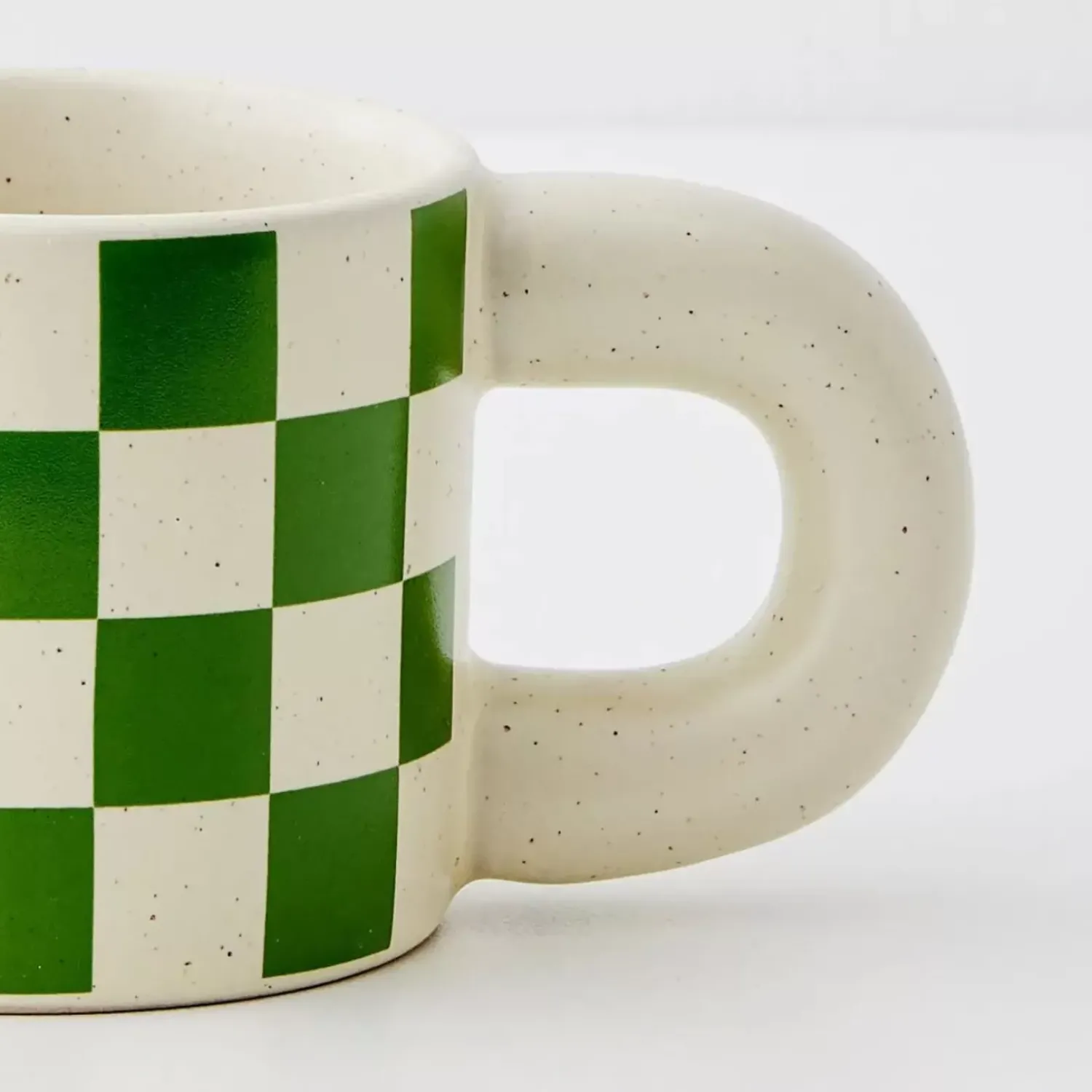GigiandTom Checkerboard Ceramic Mug Green