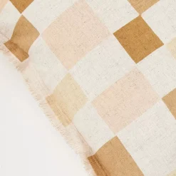 GigiandTom Checkered Fringed Cushion With Insert Beige