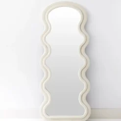 GigiandTom Curvy Wavy Velvet Full Length Mirror Off White