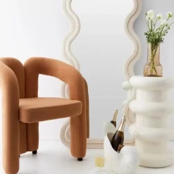 GigiandTom Curvy Wavy Velvet Full Length Mirror Off White