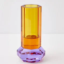 GigiandTom Cushion Crystal Cut Coloured Vase Amber