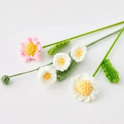 GigiandTom Vases*Daffodil Hand Knitted Crochet Flower Pink