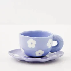 GigiandTom Mugs & Teacups*Daisy Ceramic Tea Cup And Saucer Lilac