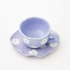 GigiandTom Mugs & Teacups*Daisy Ceramic Tea Cup And Saucer Lilac
