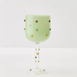 GigiandTom Dotted Wine Glass Green