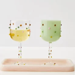 GigiandTom Dotted Wine Glass Green