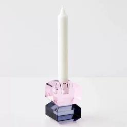 GigiandTom Edgy Crystal Taper Candle Holder Smoke Pink