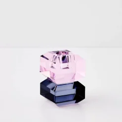 GigiandTom Edgy Crystal Taper Candle Holder Smoke Pink