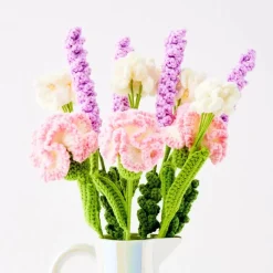 GigiandTom Freesia Hand Knitted Crochet Flower Pink