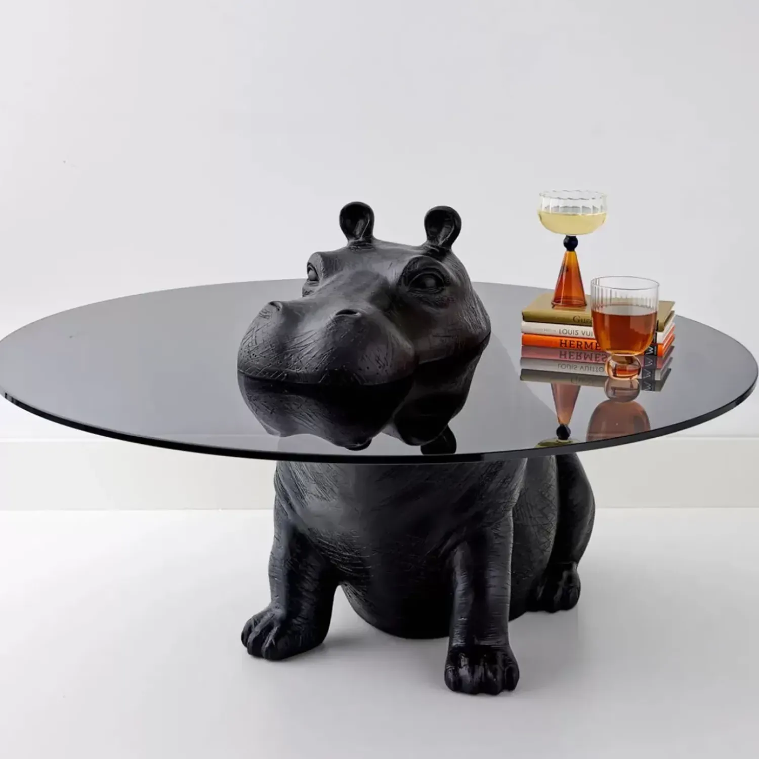 GigiandTom Hippo Glass Coffee Table Black