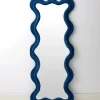 GigiandTom Kinked Wavy Velvet Full Length Mirror Blue