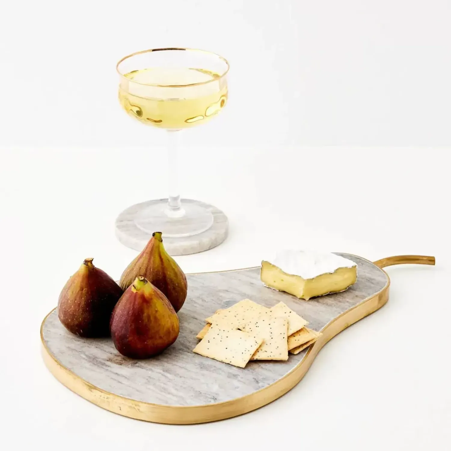 GigiandTom Lux Pear Marble & Brass Charcuterie Board