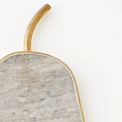 GigiandTom Lux Pear Marble & Brass Charcuterie Board