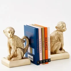 GigiandTom Monkey Resin Bookend Duo Gold