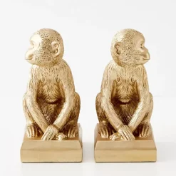 GigiandTom Monkey Resin Bookend Duo Gold