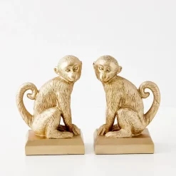 GigiandTom Monkey Resin Bookend Duo Gold