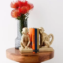 GigiandTom Monkey Resin Bookend Duo Gold