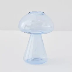 GigiandTom Mushroom Bud Glass Vase Blue