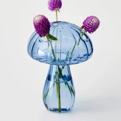 GigiandTom Mushroom Coloured Glass Vase Blue