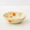 GigiandTom Painted Blooms Ceramic Bowl Orange