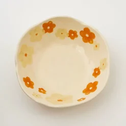 GigiandTom Painted Blooms Ceramic Bowl Orange