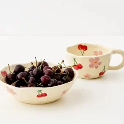 GigiandTom Tableware*Painted Cherry Ceramic Bowl Red