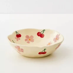 GigiandTom Tableware*Painted Cherry Ceramic Bowl Red