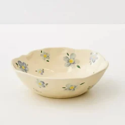 GigiandTom Tableware*Painted Daisy Ceramic Bowl Blue