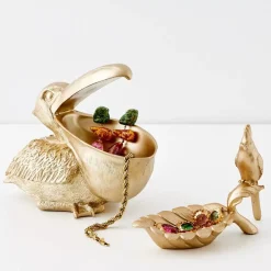 GigiandTom Penny The Parrot Resin Decorative Tray Gold