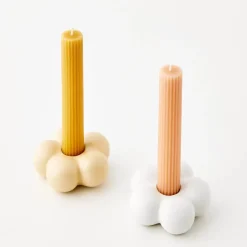 GigiandTom Petal Ceramic Taper Candle Holder Yellow