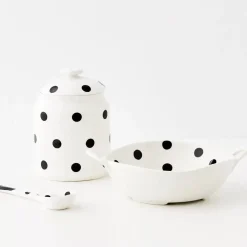 GigiandTom Polka Dot Ceramic Canister White