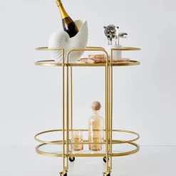 GigiandTom Retro Two-Tier Metal Bar Cart Gold
